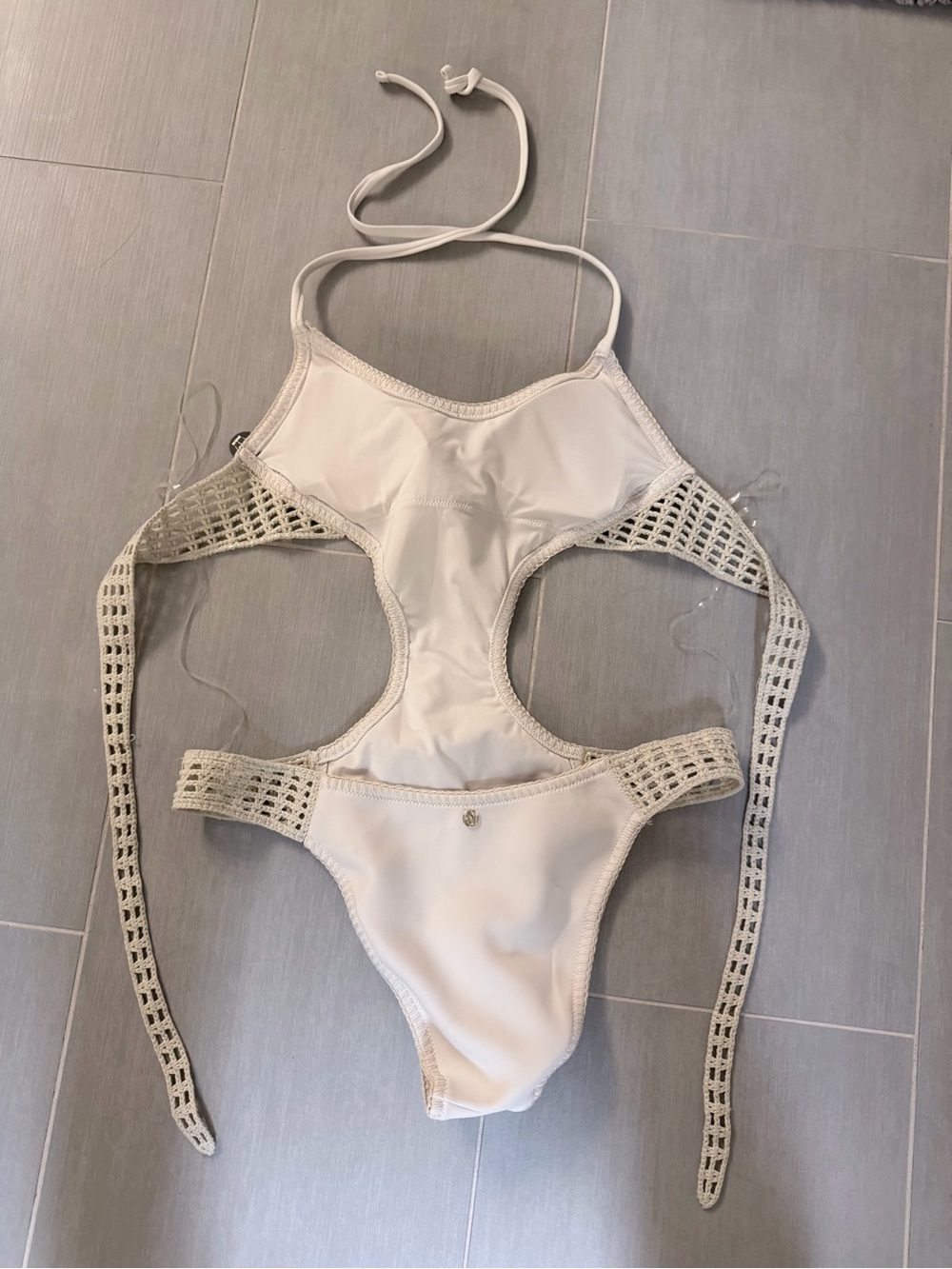 Victoria's Secret White Cutout Crochet One-Piece Swimsuit - Picture 5 of 7